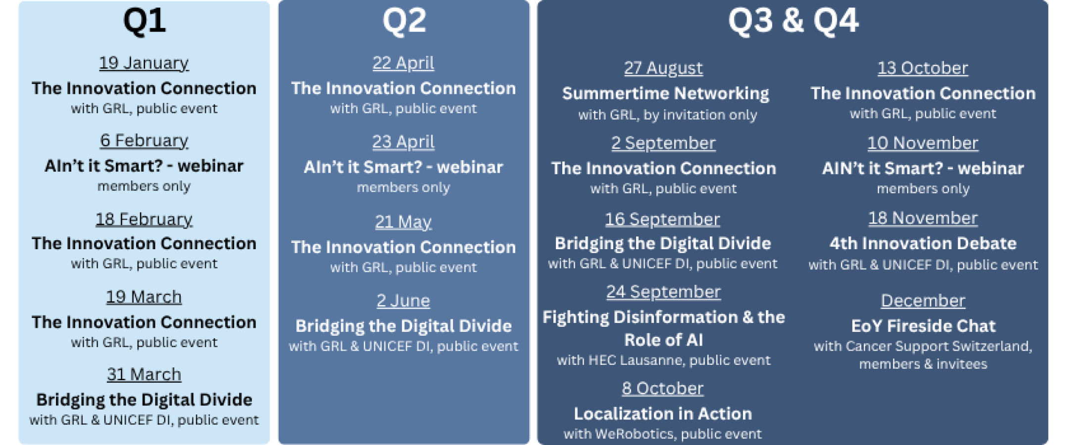 Event calendar 2026